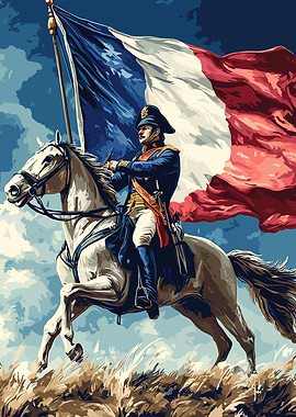 French Soldier on Horseback with Flag