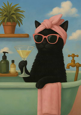 Funny Black Cat Bathroom