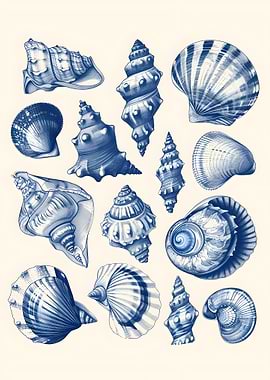 Blue Seashells Illustration