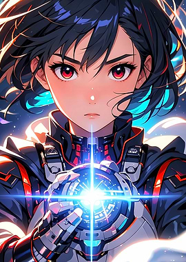 Anime Girl Holding Glowing Orb