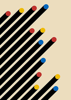 Abstract Geometric Composition with Colored Circles