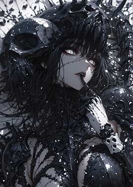 Dark Fantasy Woman with Skull Headdress