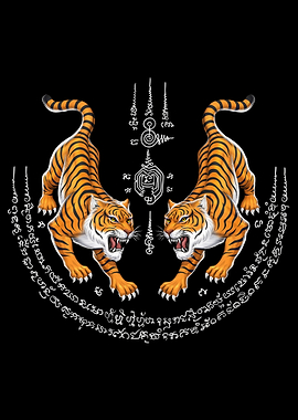 Thailand Sak Yant Thai Twin Tiger