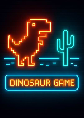 Dinosaur Game Neon Sign