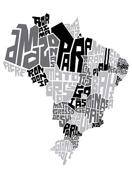 Brazil Map Typography Art