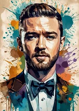Justin Timberlake Watercolor Portrait