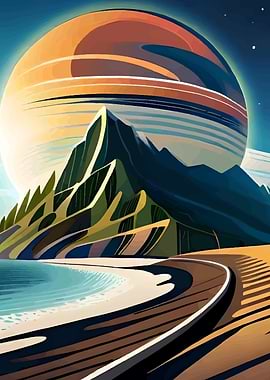 Coastal Landscape with Planet