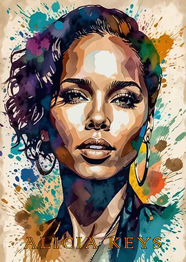 Alicia Keys Watercolor Portrait
