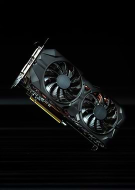 Black Graphics Card with Dual Fans