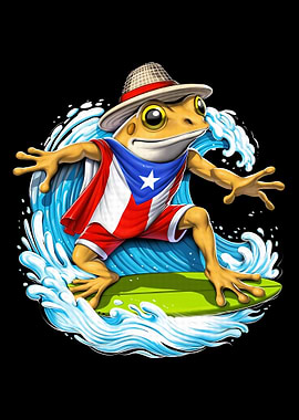 Puerto Rico Coqui Frog Surfing