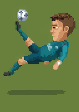 Pixel Art Soccer Player Bicycle Kick