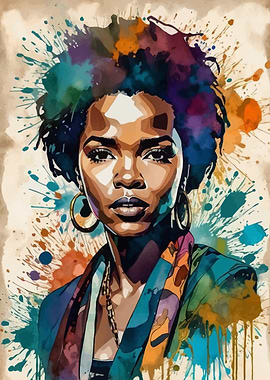 Lauryn Hill Watercolor Portrait