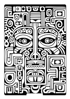 Abstract Tribal Face Black and White