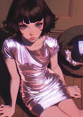 Anime Girl in Silver Dress