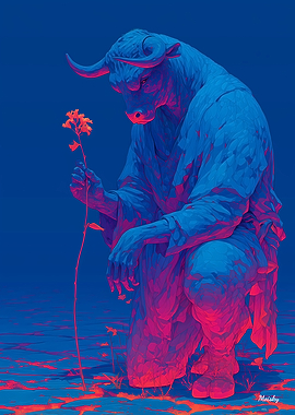 The Last Lament of the Bull King – Symbolic Warrior Art