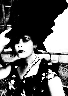 Monochrome Portrait of Woman with Hat