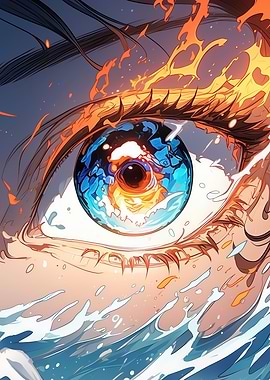 Fiery Eye with Water Reflection