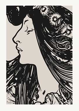 Art Nouveau Woman with Gears