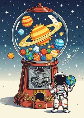 Planetary Universe Gumball Machine - Astronaut Planet Collector