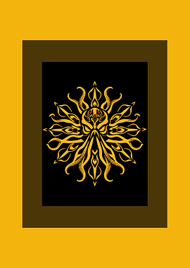 Golden Cthulhu Mandala on Black