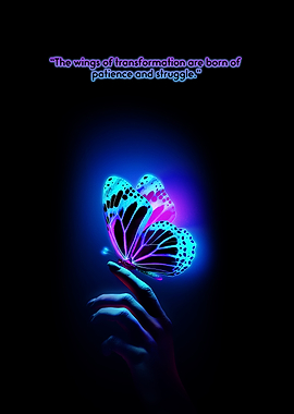 Neon Butterfly on Finger