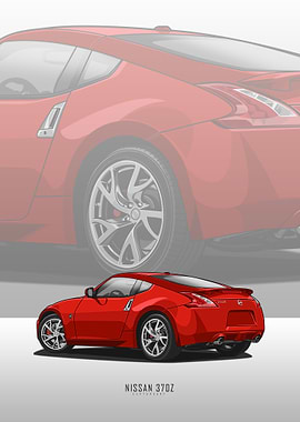 Red Nissan 370Z Car Illustration