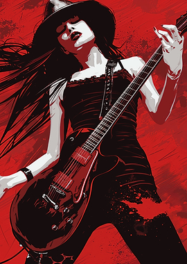 Rockstar Woman with Electric Guitar