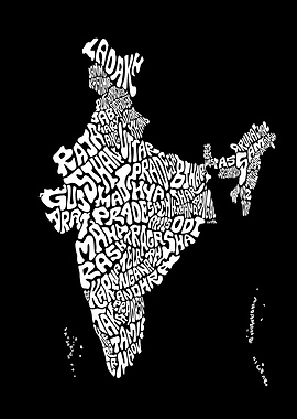 India Map Typography Art