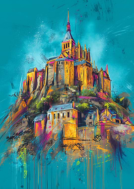 Mont Saint-Michel Colorful Painting