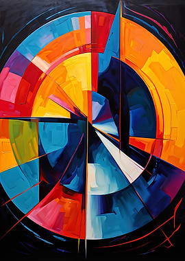 Colorful Abstract Geometric Circle Painting