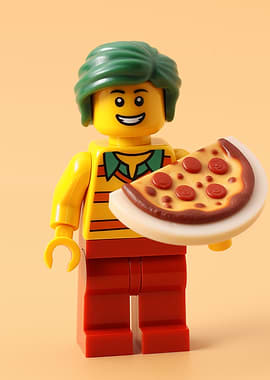 Lego Minifigure with Pizza Slice