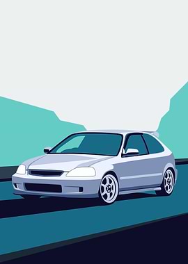 Silver Honda Civic Illustration