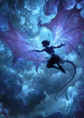 Winged Demon Cloudy Sky