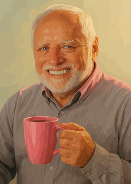 Harold with Coffee Mug Painting