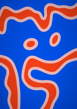 Abstract Face with Orange and Blue