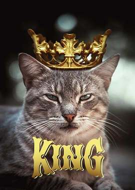 Cat King with Golden Crown