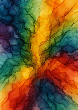 Rainbow Abstract Ink