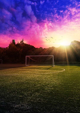 Soccer field at sunset