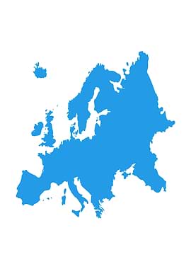 Blue Europe Map on White Background