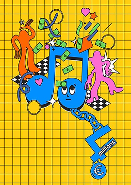 Music Note Chained to Money