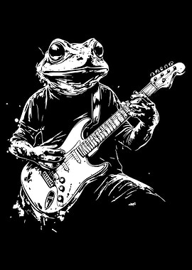 Frog playing electric guitar illustration