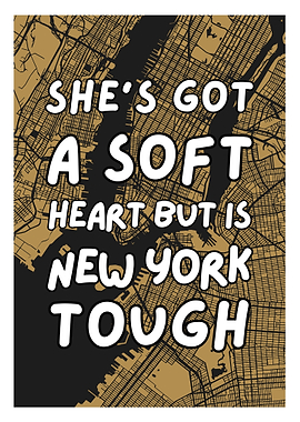 New York Tough Typography Map Art