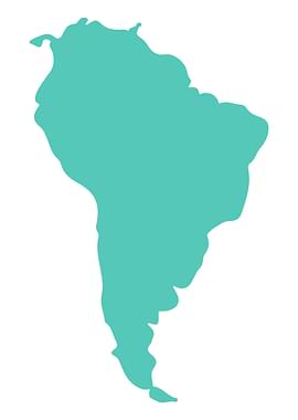 South America Map Teal Silhouette