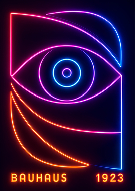 Bauhaus 1923 Neon Eye Poster