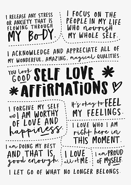 Self Love Affirmations Text Art