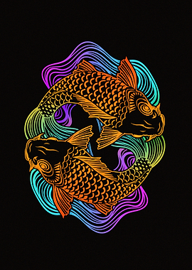Yin Yang Koi Fish Illustration