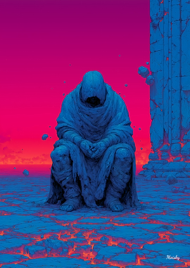 The Keeper of the Faultline – Cloaked Guardian Amid Cracked Earth