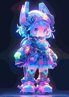 Cyberpunk Anime Girl Robot