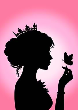 Princess with Butterfly Silhouette