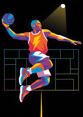 Basketball Player Colorful Digital Art